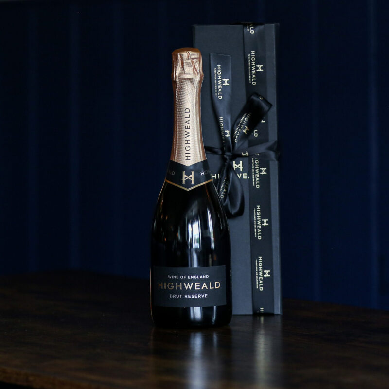 sparkling wine bottle and gift box